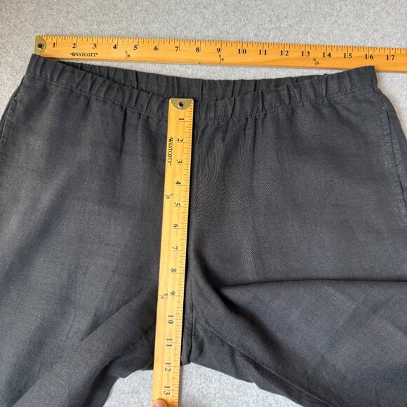 J. Jill Womens Black Linen Pants Pull On Elastic Waist Capri Size Small Petite - Picture 9 of 12